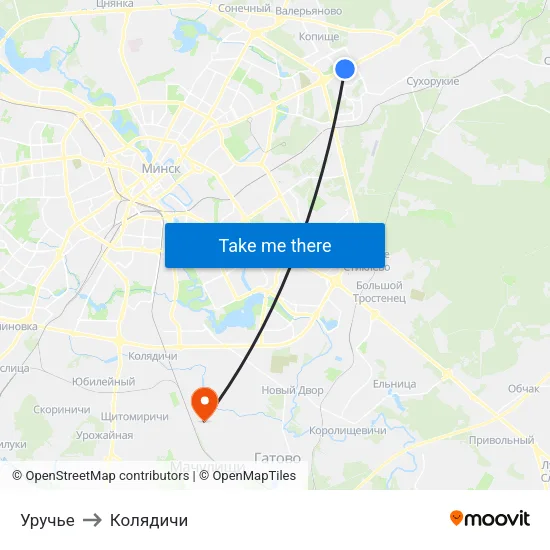 Уручье to Колядичи map