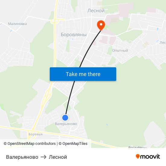 Валерьяново to Лесной map