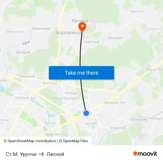 Ст.М. Уручча to Лесной map