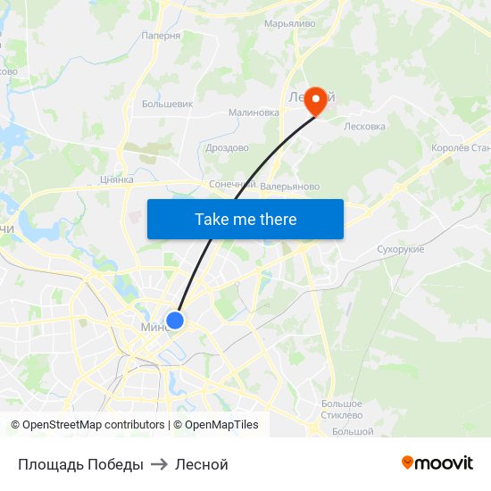 Площадь Победы to Лесной map