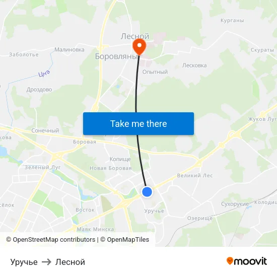 Уручье to Лесной map