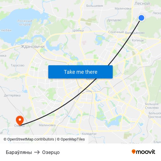 Бараўляны to Озерцо map