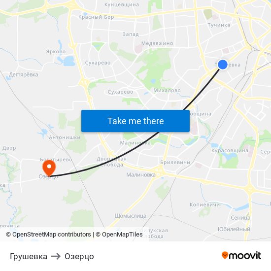 Грушевка to Озерцо map