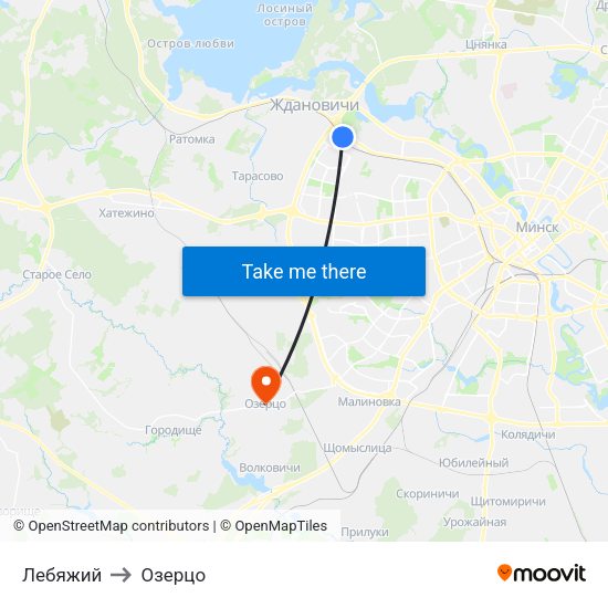 Лебяжий to Озерцо map