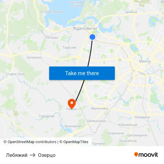 Лебяжий to Озерцо map