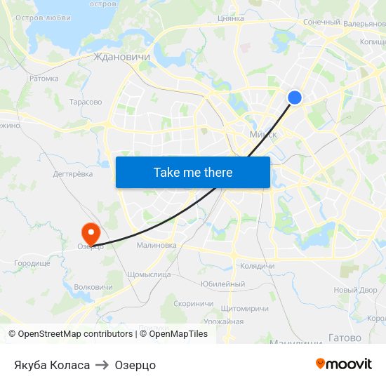 Якуба Коласа to Озерцо map