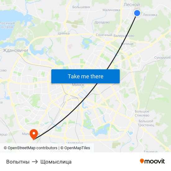 Вопытны to Щомыслица map