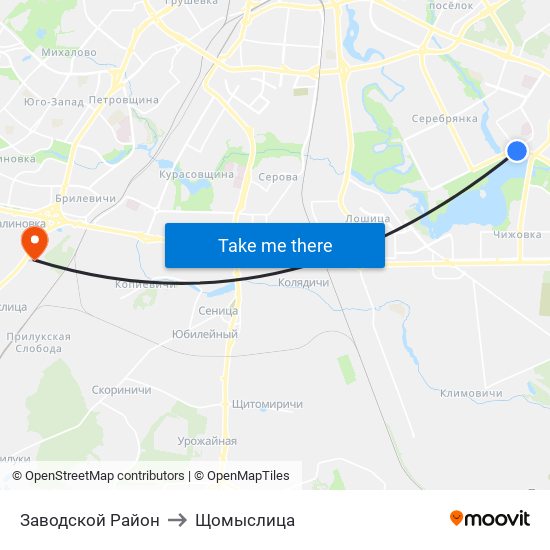 Заводской Район to Щомыслица map