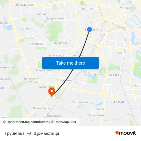 Грушевка to Щомыслица map