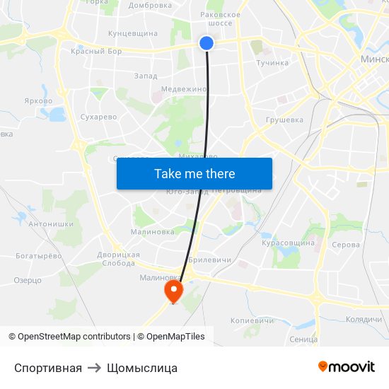 Спортивная to Щомыслица map