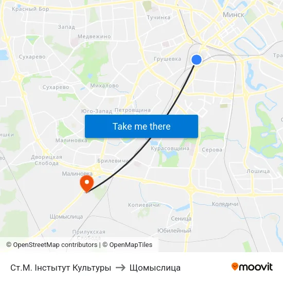 Ст.М. Інстытут Культуры to Щомыслица map