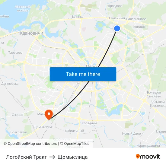 Логойский Тракт to Щомыслица map
