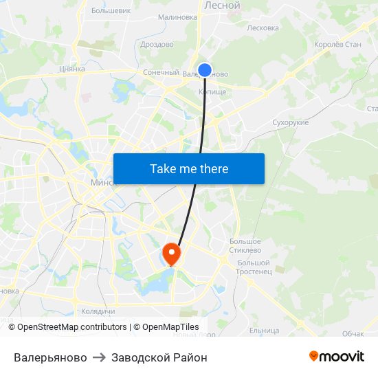 Валерьяново to Заводской Район map