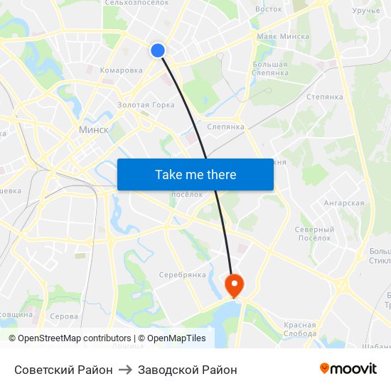 Советский Район to Заводской Район map