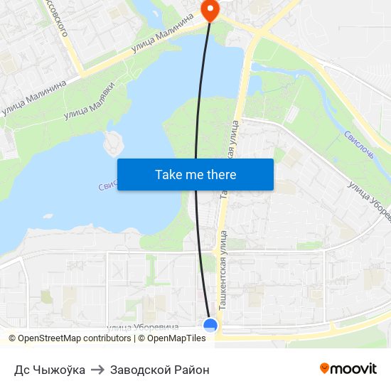 Дс Чыжоўка to Заводской Район map