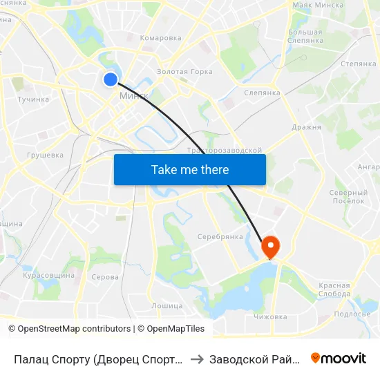 Палац Спорту (Дворец Спорта) to Заводской Район map
