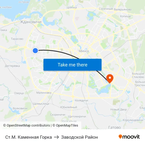 Ст.М. Каменная Горка to Заводской Район map