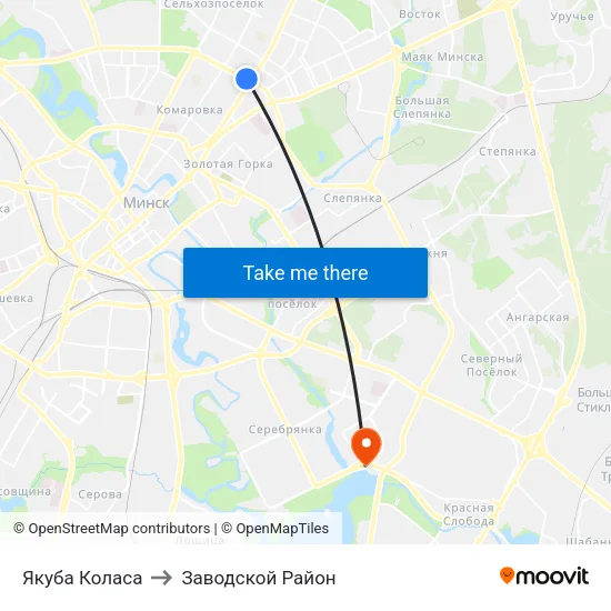 Якуба Коласа to Заводской Район map