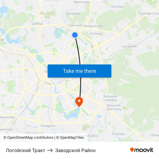 Логойский Тракт to Заводской Район map