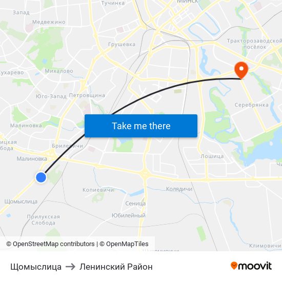 Щомыслица to Ленинский Район map