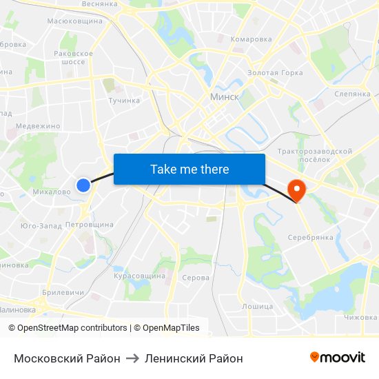 Московский Район to Ленинский Район map