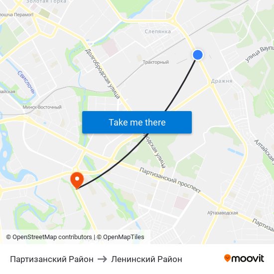 Партизанский Район to Ленинский Район map