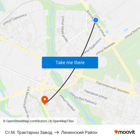 Ст.М. Трактарны Завод to Ленинский Район map