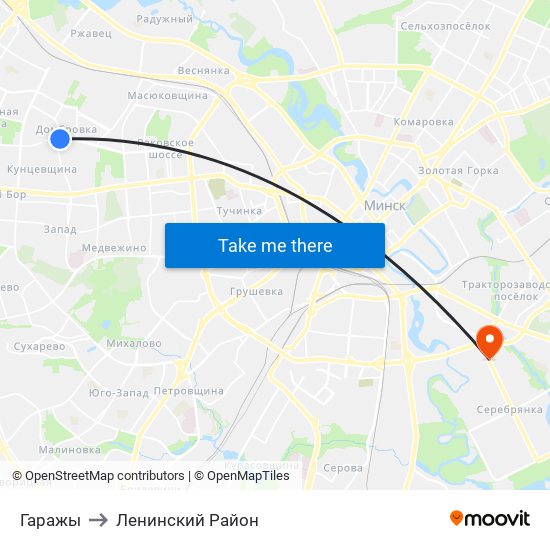 Гаражы to Ленинский Район map