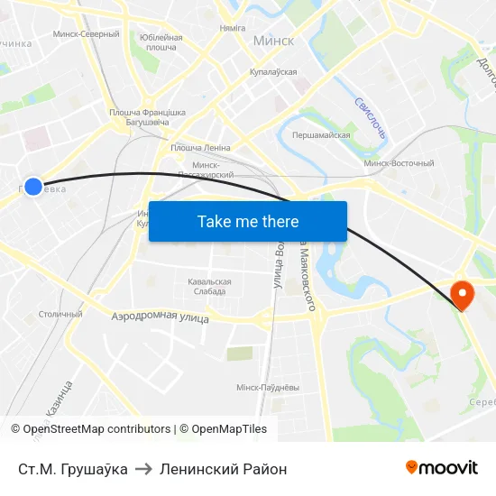 Ст.М. Грушаўка to Ленинский Район map