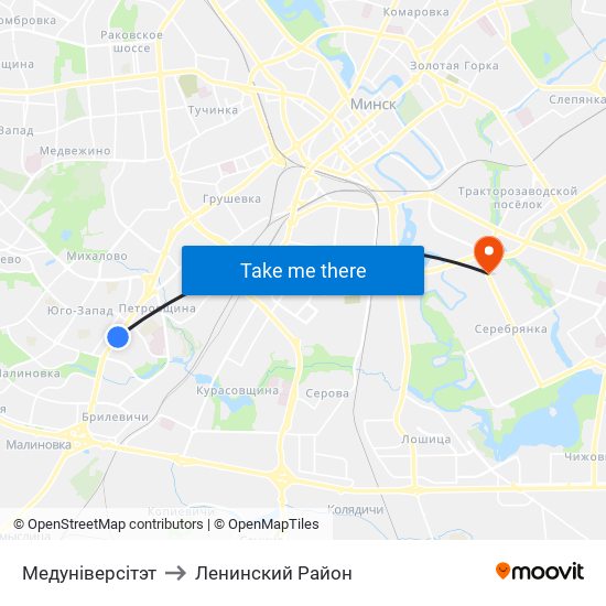 Медуніверсітэт to Ленинский Район map