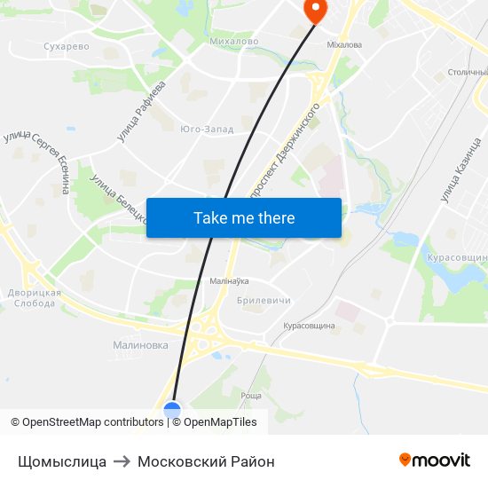 Щомыслица to Московский Район map