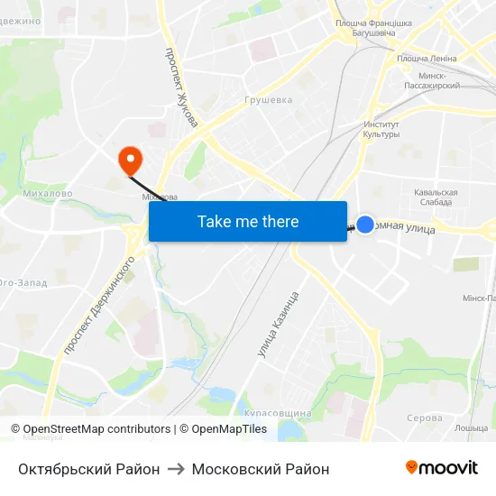 Октябрьский Район to Московский Район map