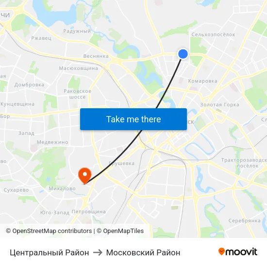 Центральный Район to Московский Район map