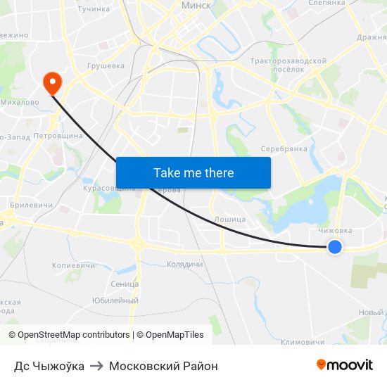 Дс Чыжоўка to Московский Район map