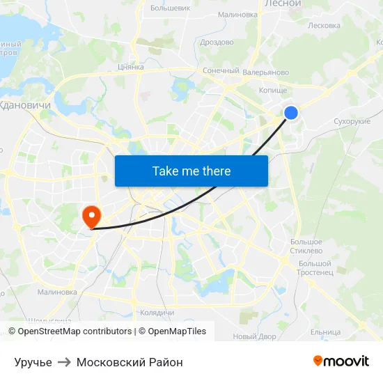 Уручье to Московский Район map