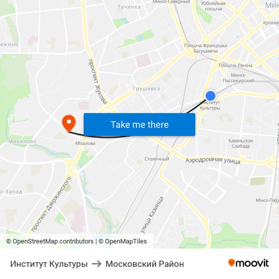 Институт Культуры to Московский Район map