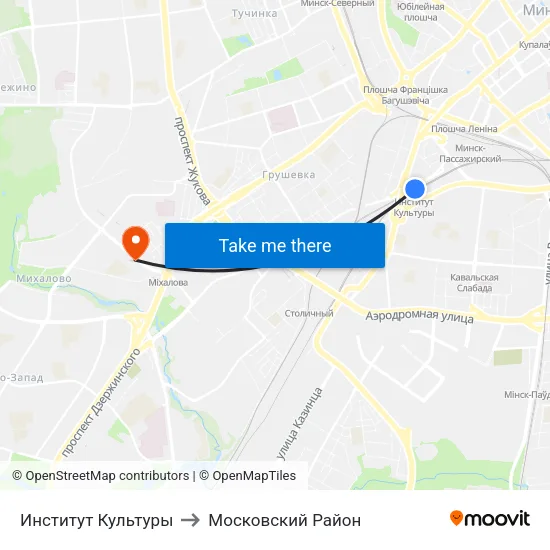 Институт Культуры to Московский Район map