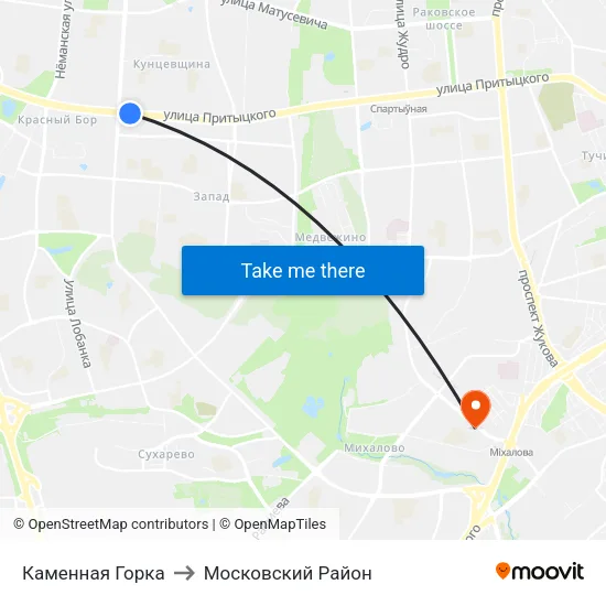 Каменная Горка to Московский Район map