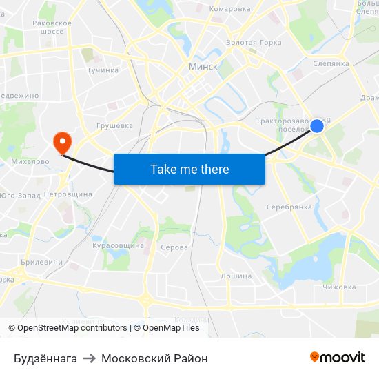 Будзённага to Московский Район map