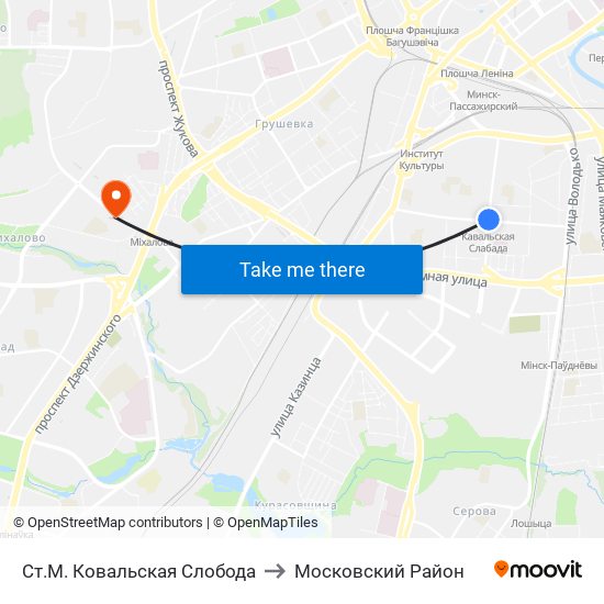 Ст.М. Ковальская Слобода to Московский Район map