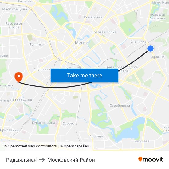 Радыяльная to Московский Район map