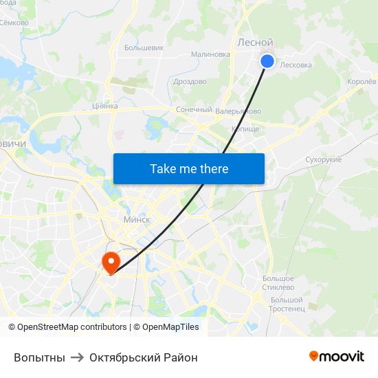 Вопытны to Октябрьский Район map