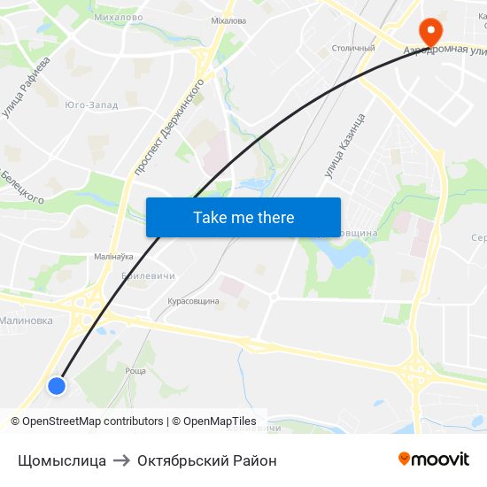 Щомыслица to Октябрьский Район map