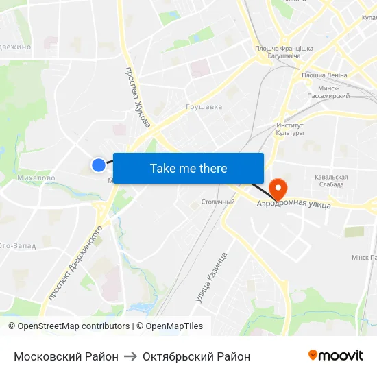 Московский Район to Октябрьский Район map