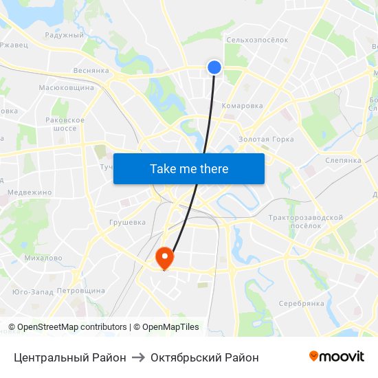 Центральный Район to Октябрьский Район map