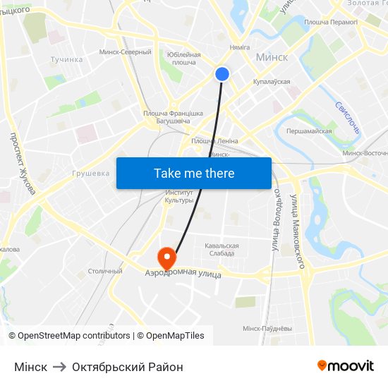 Мінск to Октябрьский Район map