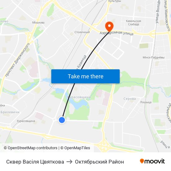 Сквер Васіля Цвяткова to Октябрьский Район map