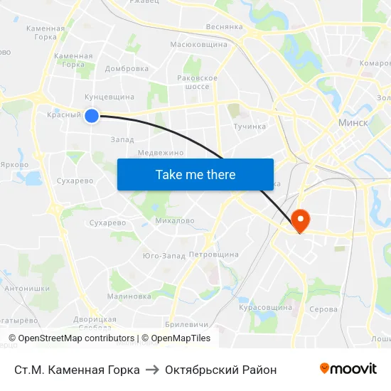 Ст.М. Каменная Горка to Октябрьский Район map