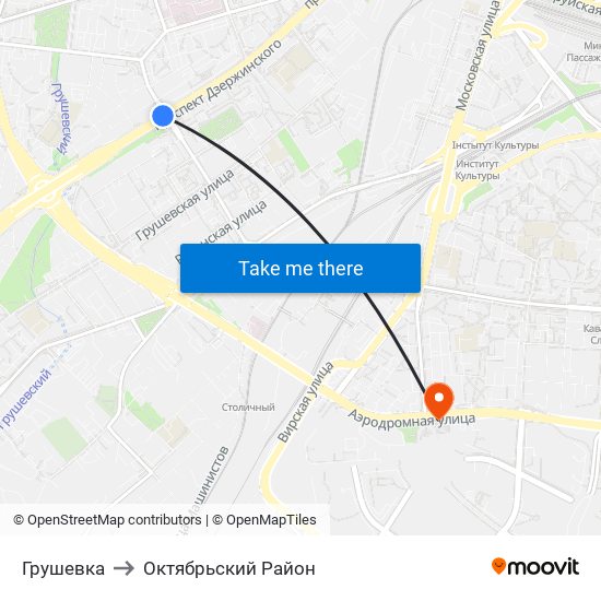 Грушевка to Октябрьский Район map