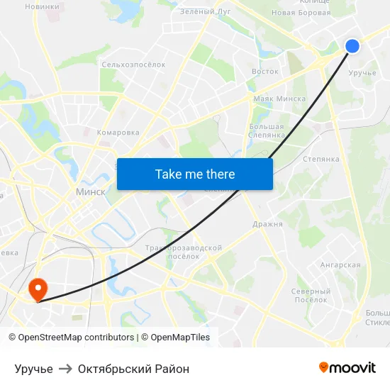 Уручье to Октябрьский Район map